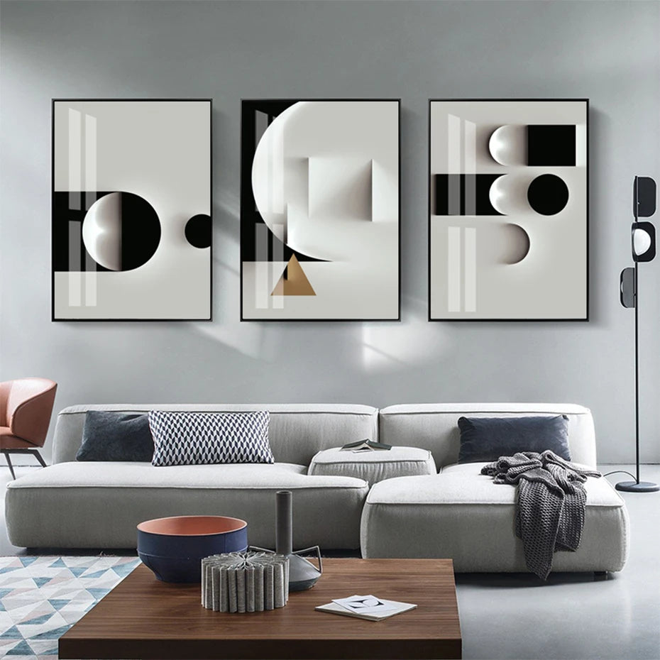 Minimalist Modern Aesthetics Abstract Geometric Wall Art Fine Art Canvas Prints Pictures For Modern Apartment Living Room Home Office Decor