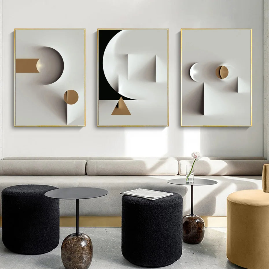 Minimalist Modern Aesthetics Abstract Geometric Wall Art Fine Art Canvas Prints Pictures For Modern Apartment Living Room Home Office Decor