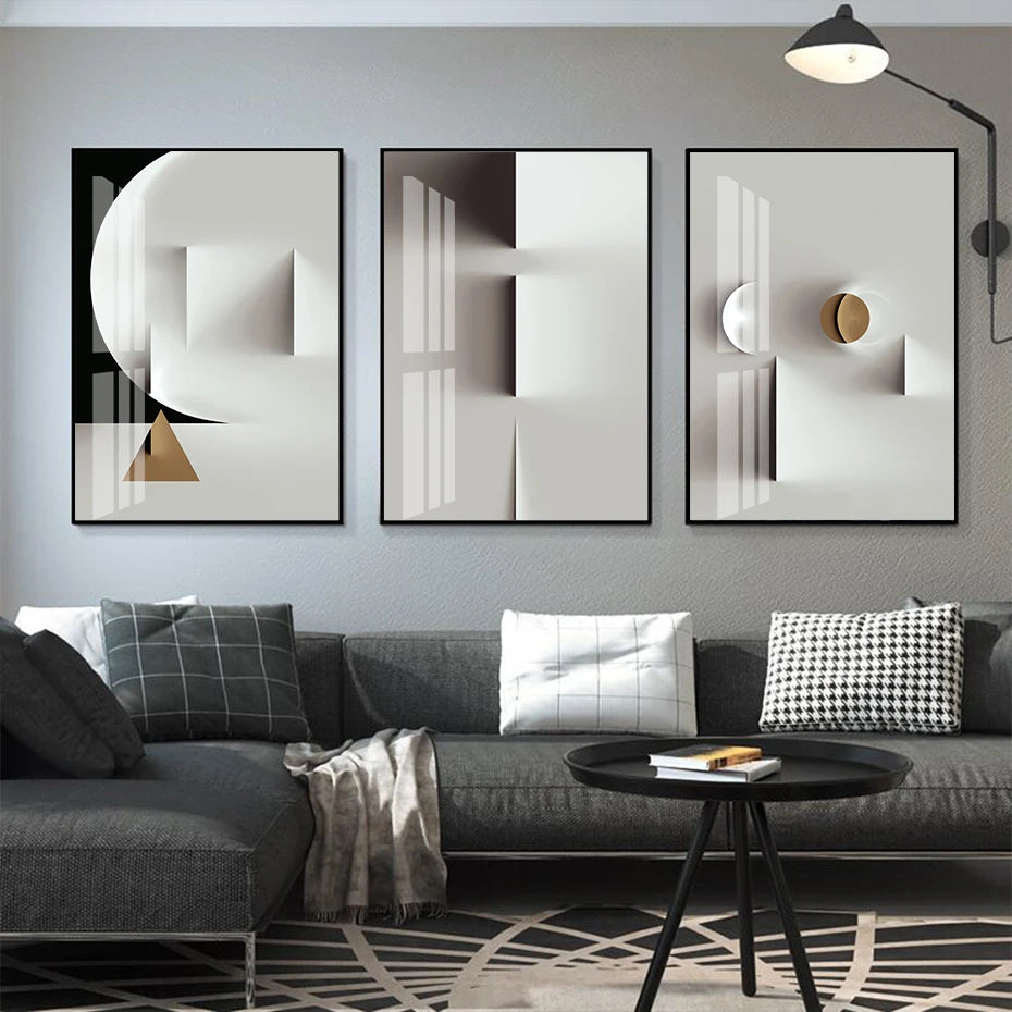 Minimalist Modern Aesthetics Abstract Geometric Wall Art Fine Art Canvas Prints Pictures For Modern Apartment Living Room Home Office Decor