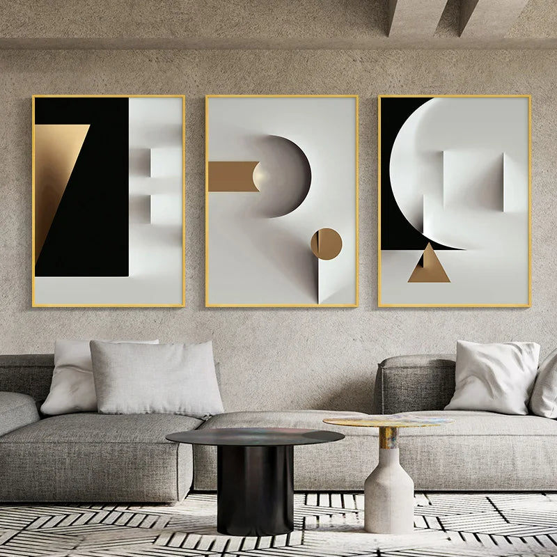 Minimalist Modern Aesthetics Abstract Geometric Wall Art Fine Art Canvas Prints Pictures For Modern Apartment Living Room Home Office Decor