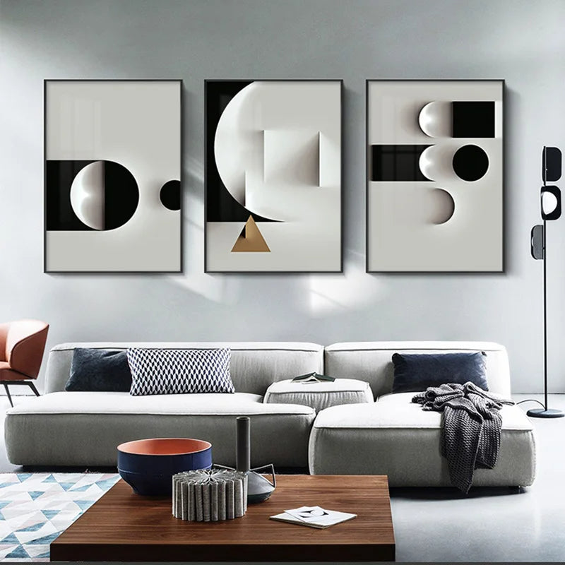Minimalist Modern Aesthetics Abstract Geometric Wall Art Fine Art Canvas Prints Pictures For Modern Apartment Living Room Home Office Decor