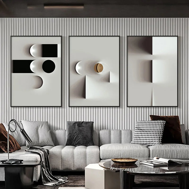 Minimalist Modern Aesthetics Abstract Geometric Wall Art Fine Art Canvas Prints Pictures For Modern Apartment Living Room Home Office Decor