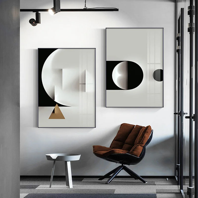 Minimalist Modern Aesthetics Abstract Geometric Wall Art Fine Art Canvas Prints Pictures For Modern Apartment Living Room Home Office Decor