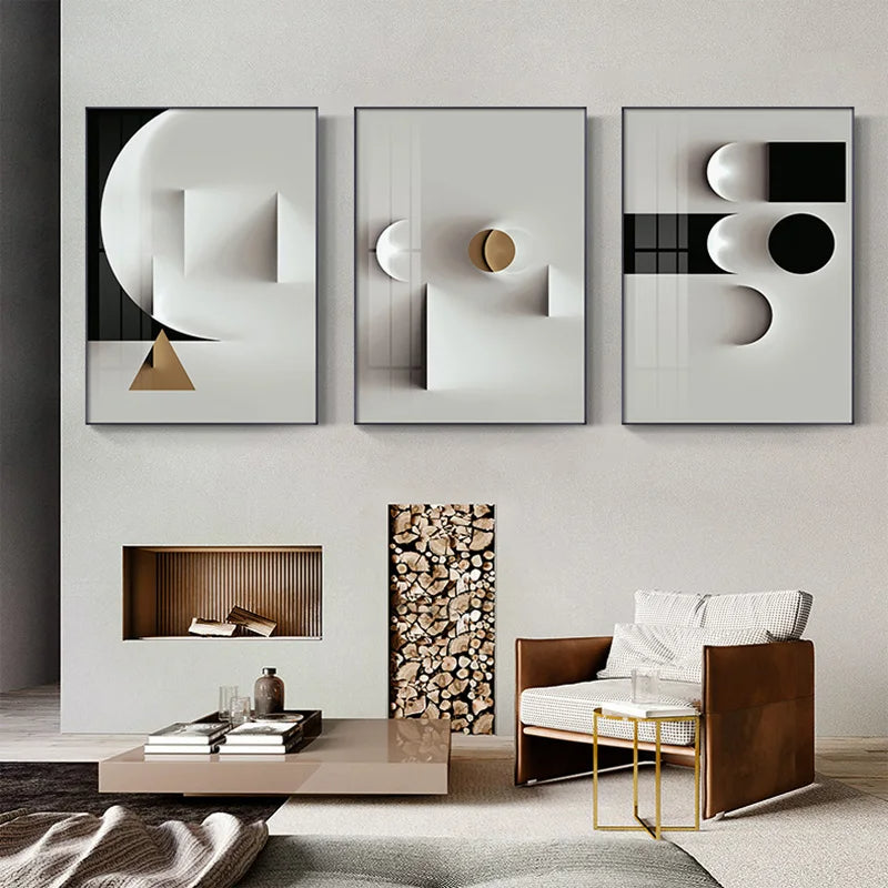 Minimalist Modern Aesthetics Abstract Geometric Wall Art Fine Art Canvas Prints Pictures For Modern Apartment Living Room Home Office Decor