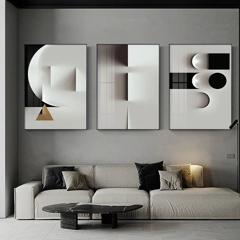 Minimalist Modern Aesthetics Abstract Geometric Wall Art Fine Art Canvas Prints Pictures For Modern Apartment Living Room Home Office Decor