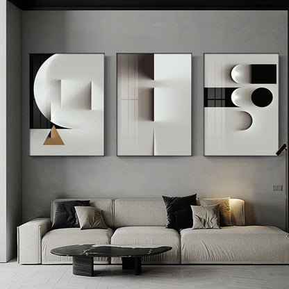 Minimalist Modern Aesthetics Abstract Geometric Wall Art Fine Art Canvas Prints Pictures For Modern Apartment Living Room Home Office Decor