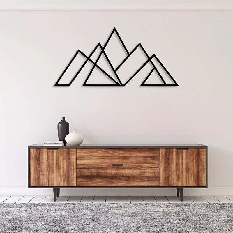 Minimalist Mountains Geometric Metal Art 3d Crafted Iron Wall Hanging Decoration For Living Room Dining Room Nordic Home Decor