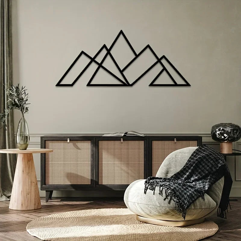 Minimalist Mountains Geometric Metal Art 3d Crafted Iron Wall Hanging Decoration For Living Room Dining Room Nordic Home Decor