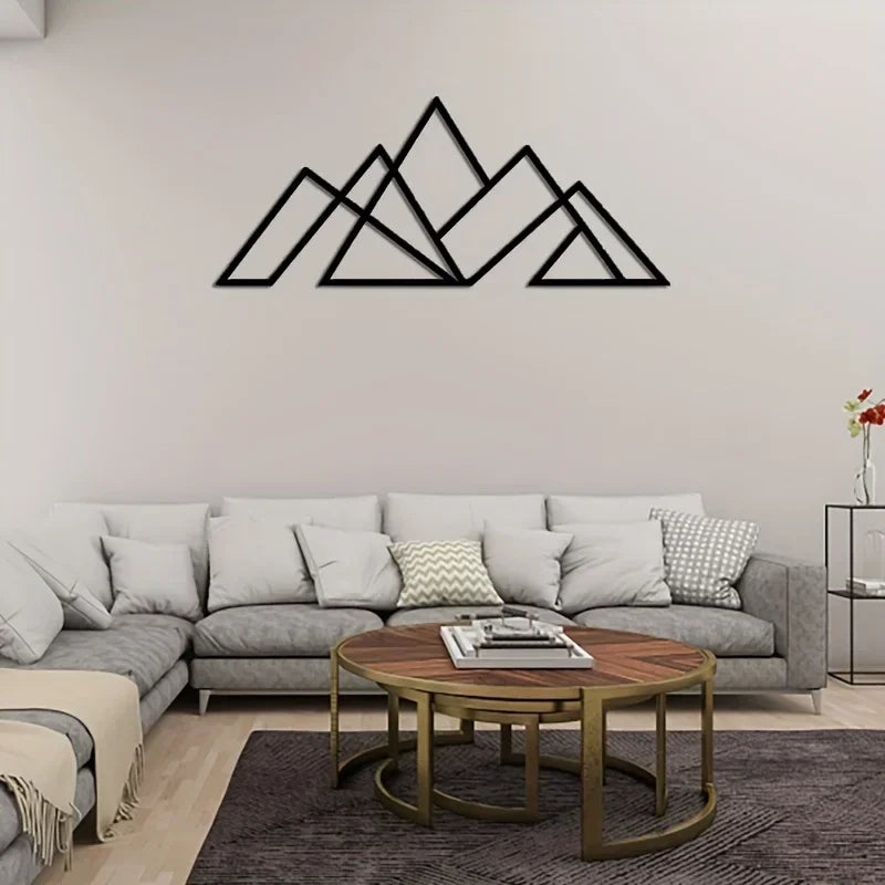 Minimalist Mountains Geometric Metal Art 3d Crafted Iron Wall Hanging Decoration For Living Room Dining Room Nordic Home Decor