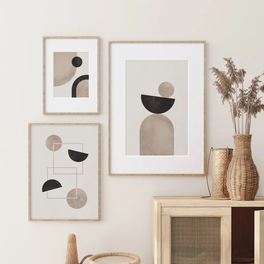 Minimalist Nordic Geometric Abstract Still Life Wall Art Fine Art Canvas Prints Neutral Color Pictures For Modern Living Room Bedroom Art Decor