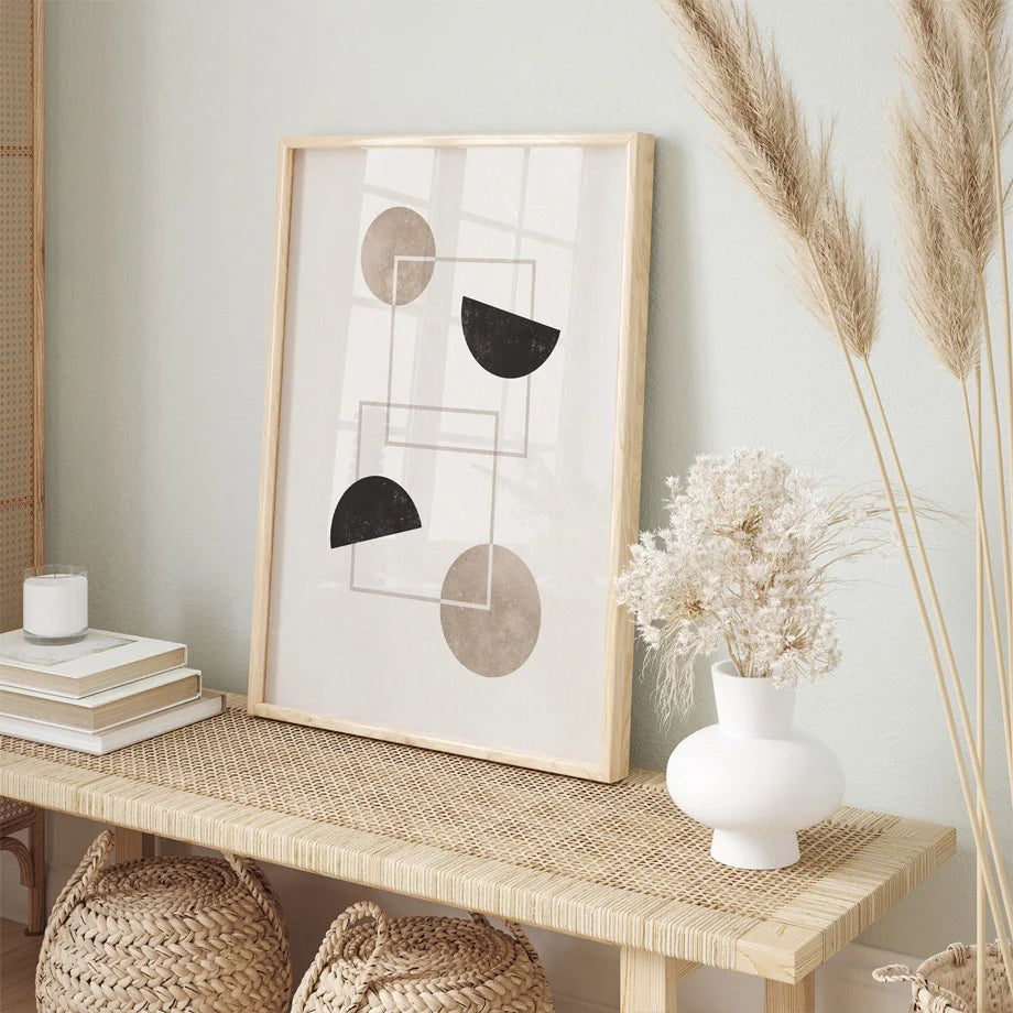Minimalist Nordic Geometric Abstract Still Life Wall Art Fine Art Canvas Prints Neutral Color Pictures For Modern Living Room Bedroom Art Decor