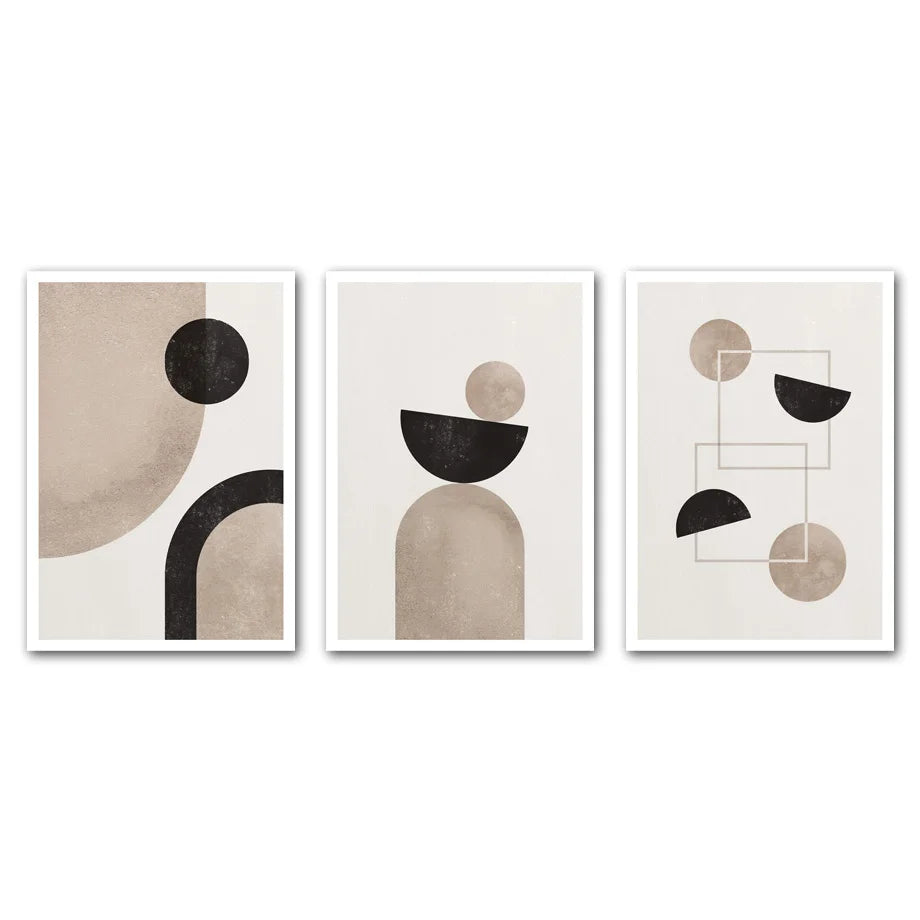 Minimalist Nordic Geometric Abstract Still Life Wall Art Fine Art Canvas Prints Neutral Color Pictures For Modern Living Room Bedroom Art Decor