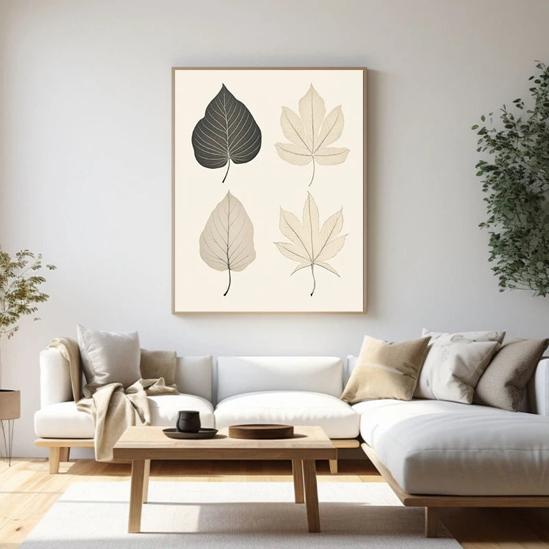Minimalist Nordic Zen Pebbles and Leaves Neutral Colors Pictures For Living Room Dining Room Bedroom Boutique Spa Salon Art Decor 2025