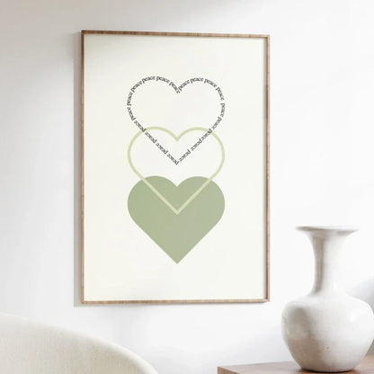 Minimalist Peace Love Hearts Wall Art Fine Art Canvas Prints Simple Inspirational Quotes Poster Picture For Living Room Bedroom Decor