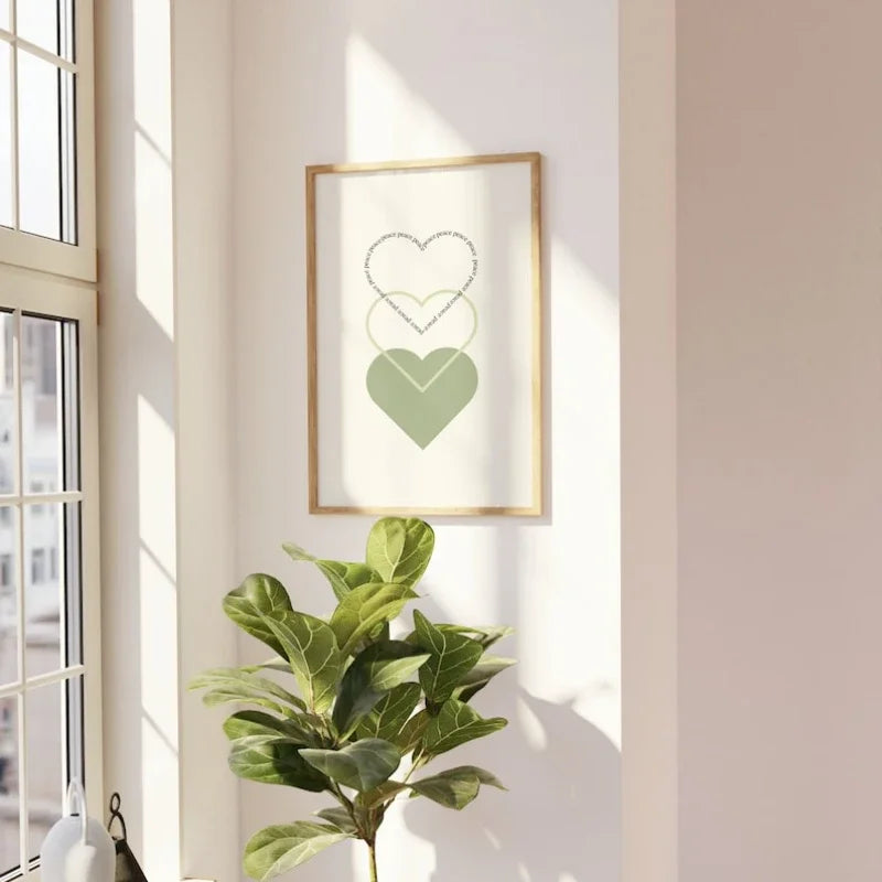 Minimalist Peace Love Hearts Wall Art Fine Art Canvas Prints Simple Inspirational Quotes Poster Picture For Living Room Bedroom Decor
