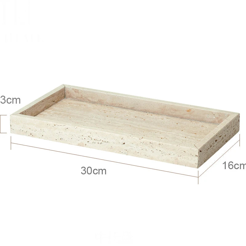Wooden tray with dimensions labeled on a white background