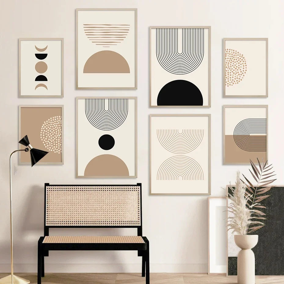 Minimalist Sun Moon Line Art Wall Art Fine Art Canvas Prints Neutral Color Gallery Wall Pictures For Modern Living Room Scandinavian Home Decor 2024