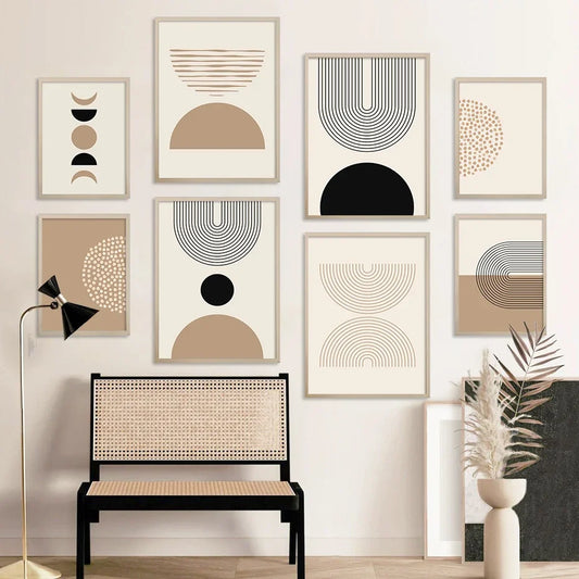 Minimalist Sun Moon Line Art Wall Art Fine Art Canvas Prints Neutral Color Gallery Wall Pictures For Modern Living Room Scandinavian Home Decor 2024