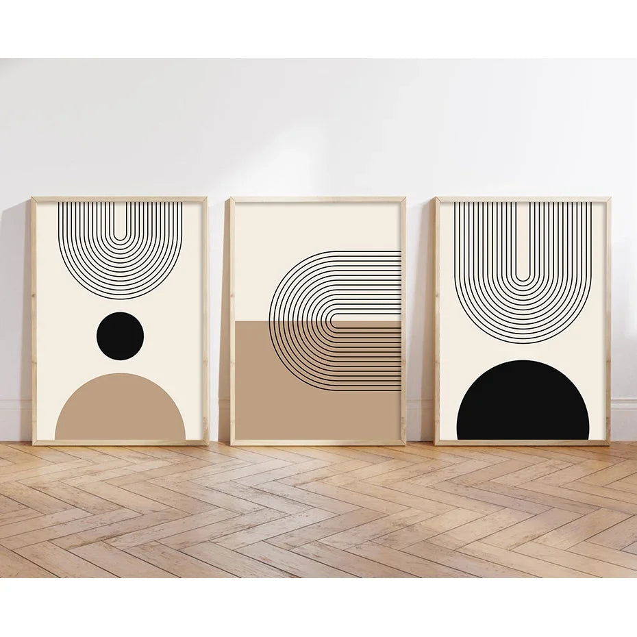 Minimalist Sun Moon Line Art Wall Art Fine Art Canvas Prints Neutral Color Gallery Wall Pictures For Modern Living Room Scandinavian Home Decor 2024