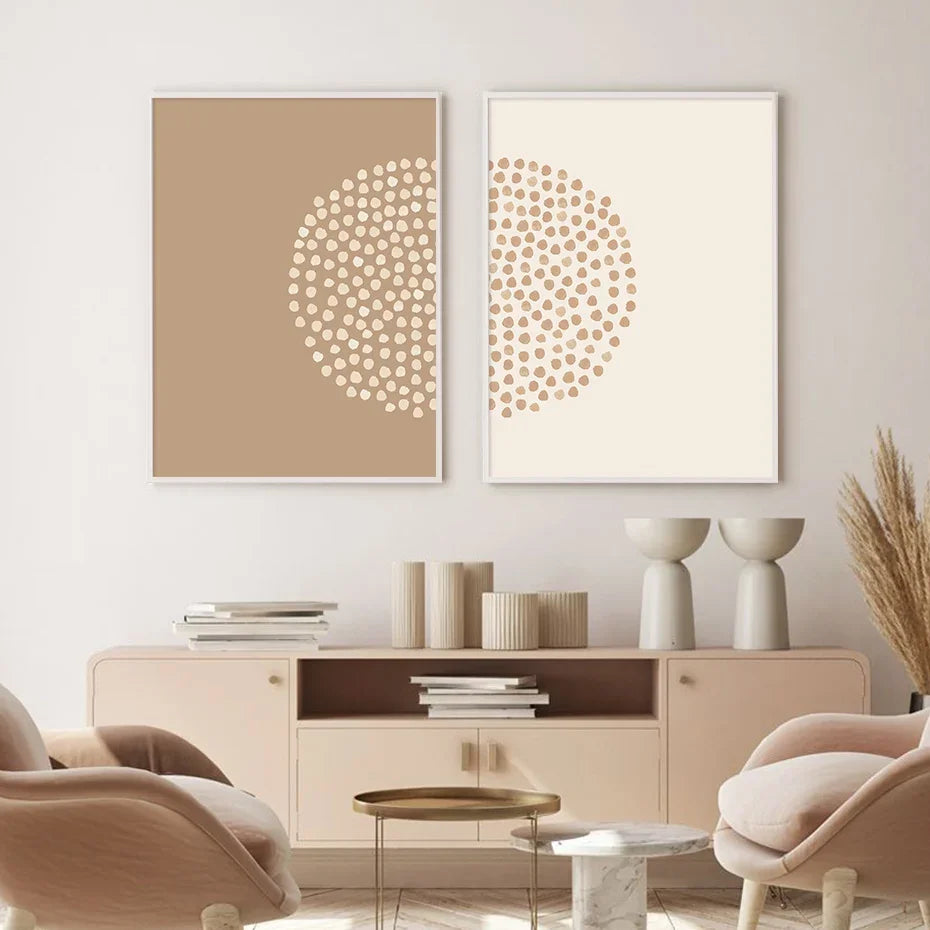 Minimalist Sun Moon Line Art Wall Art Fine Art Canvas Prints Neutral Color Gallery Wall Pictures For Modern Living Room Scandinavian Home Decor 2024