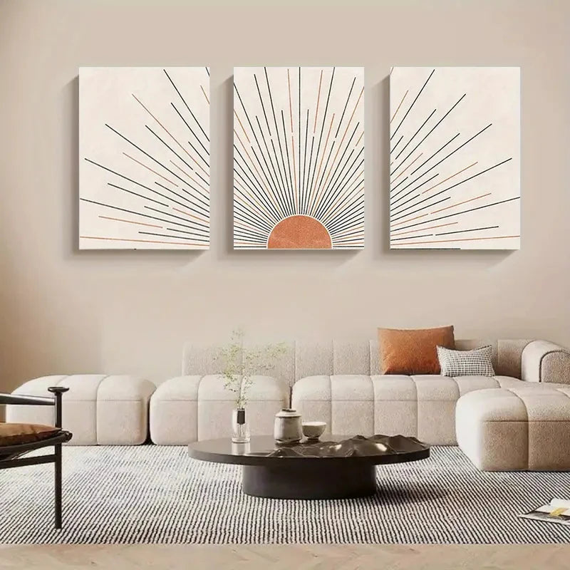 Minimalist Sun Rising Illustration Wall Art Fine Art Canvas Prints Pictures For Modern Apartment Living Room Bedroom Home Office Art Decor