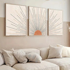 Minimalist Sun Rising Illustration Wall Art Fine Art Canvas Prints Pictures For Modern Apartment Living Room Bedroom Home Office Art Decor