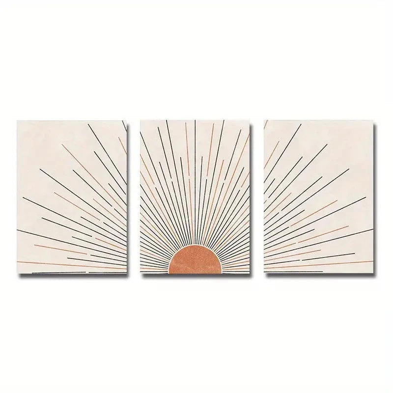 Minimalist Sun Rising Illustration Wall Art Fine Art Canvas Prints Pictures For Modern Apartment Living Room Bedroom Home Office Art Decor