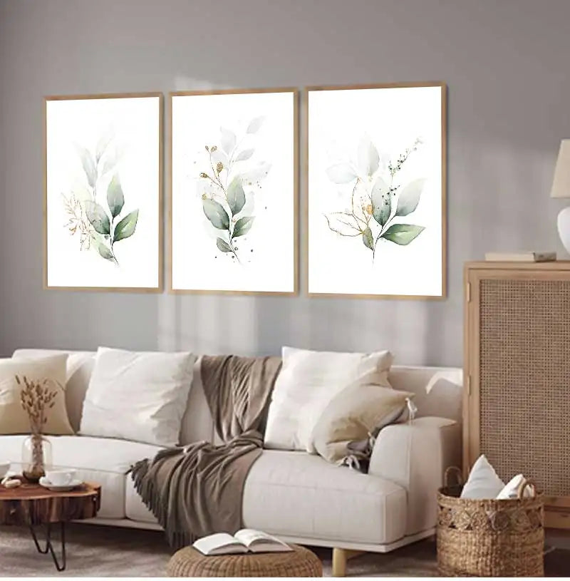 Minimalist Tropical Botanical Wall Art Fine Art Canvas Prints Green Leaves Posters Pictures For Living Room Dining Room Gallery Wall Art Decor