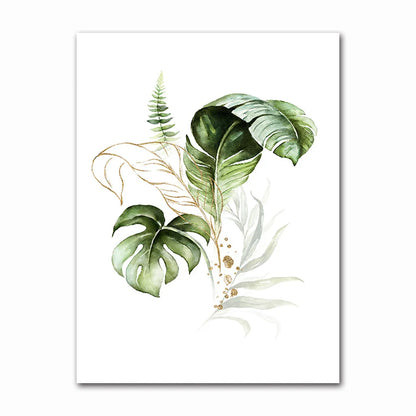Minimalist Tropical Botanical Wall Art Fine Art Canvas Prints Green Leaves Posters Pictures For Living Room Dining Room Gallery Wall Art Decor 2024 001