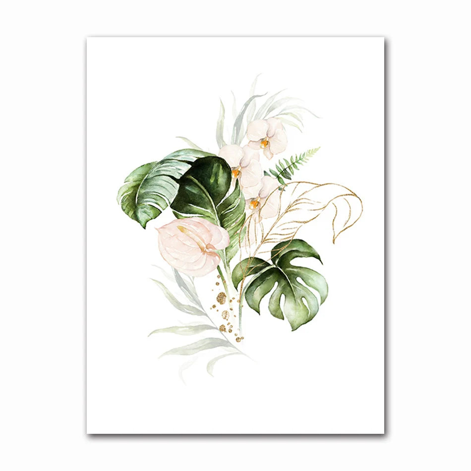Minimalist Tropical Botanical Wall Art Fine Art Canvas Prints Green Leaves Posters Pictures For Living Room Dining Room Gallery Wall Art Decor 2024 001