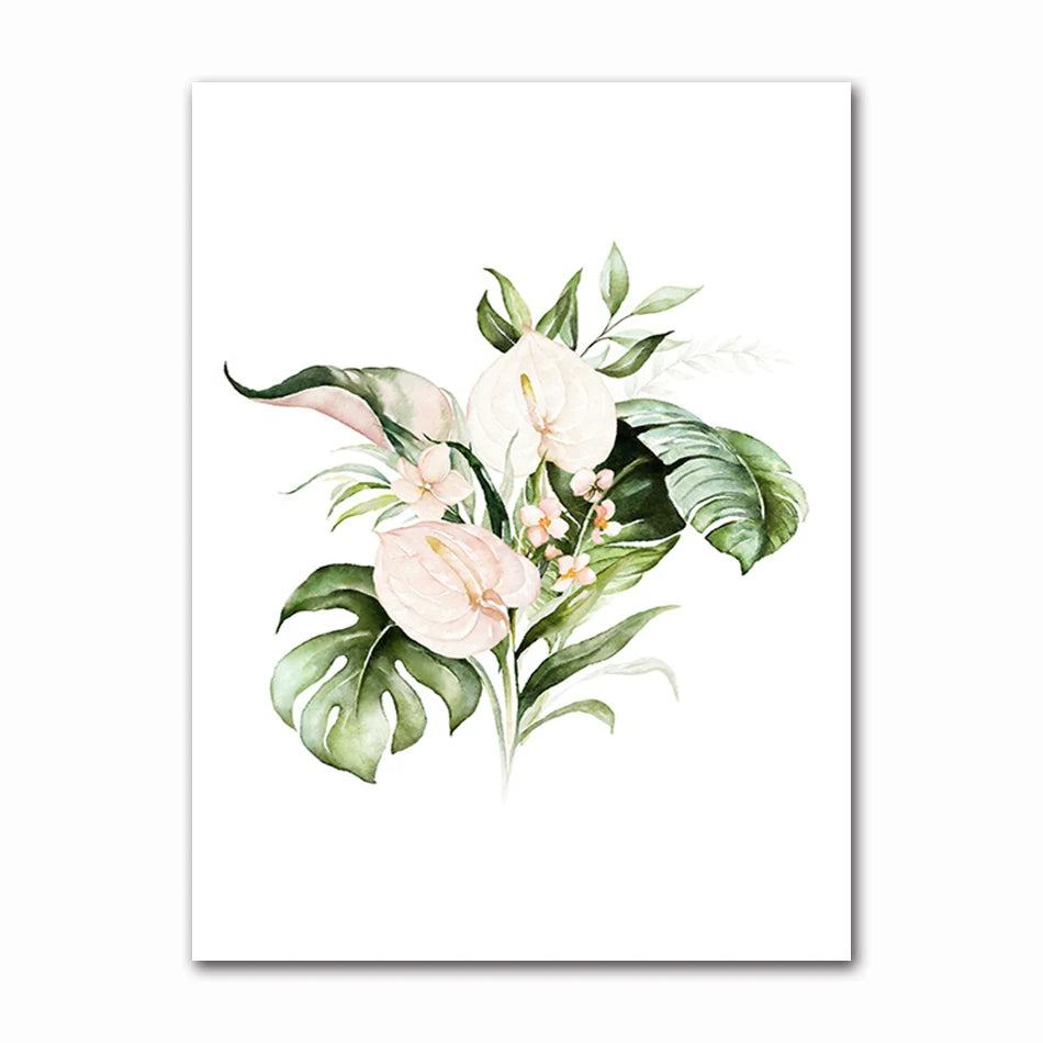 Minimalist Tropical Botanical Wall Art Fine Art Canvas Prints Green Leaves Posters Pictures For Living Room Dining Room Gallery Wall Art Decor 2024 001