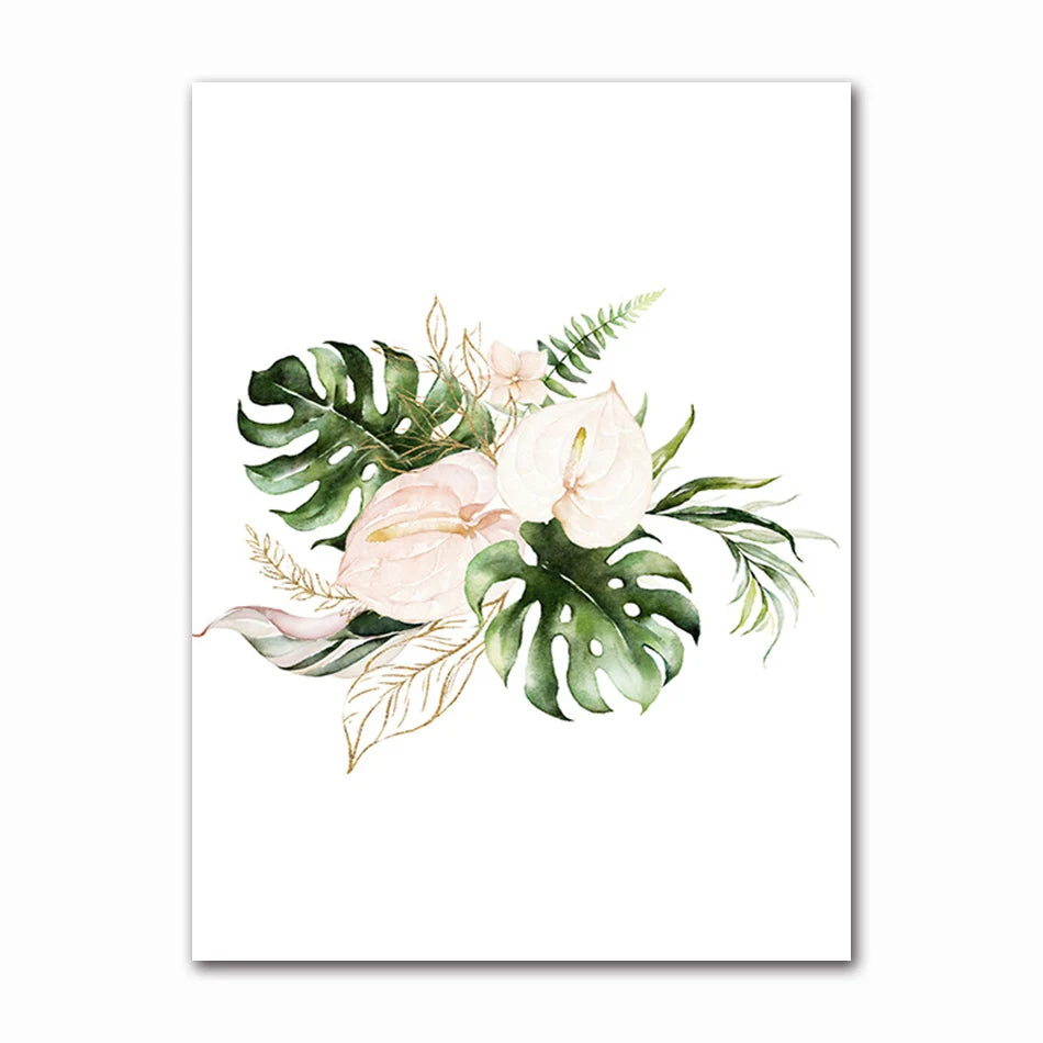 Minimalist Tropical Botanical Wall Art Fine Art Canvas Prints Green Leaves Posters Pictures For Living Room Dining Room Gallery Wall Art Decor 2024 001