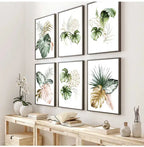 Minimalist Tropical Botanical Wall Art Fine Art Canvas Prints Green Leaves Posters Pictures For Living Room Dining Room Gallery Wall Art Decor 2024 001