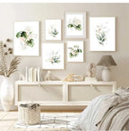 Minimalist Tropical Botanical Wall Art Fine Art Canvas Prints Green Leaves Posters Pictures For Living Room Dining Room Gallery Wall Art Decor 2024 001