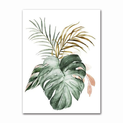 Minimalist Tropical Botanical Wall Art Fine Art Canvas Prints Green Leaves Posters Pictures For Living Room Dining Room Gallery Wall Art Decor 2024 001