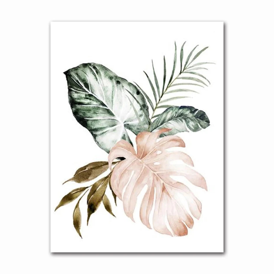 Minimalist Tropical Botanical Wall Art Fine Art Canvas Prints Green Leaves Posters Pictures For Living Room Dining Room Gallery Wall Art Decor 2024 001