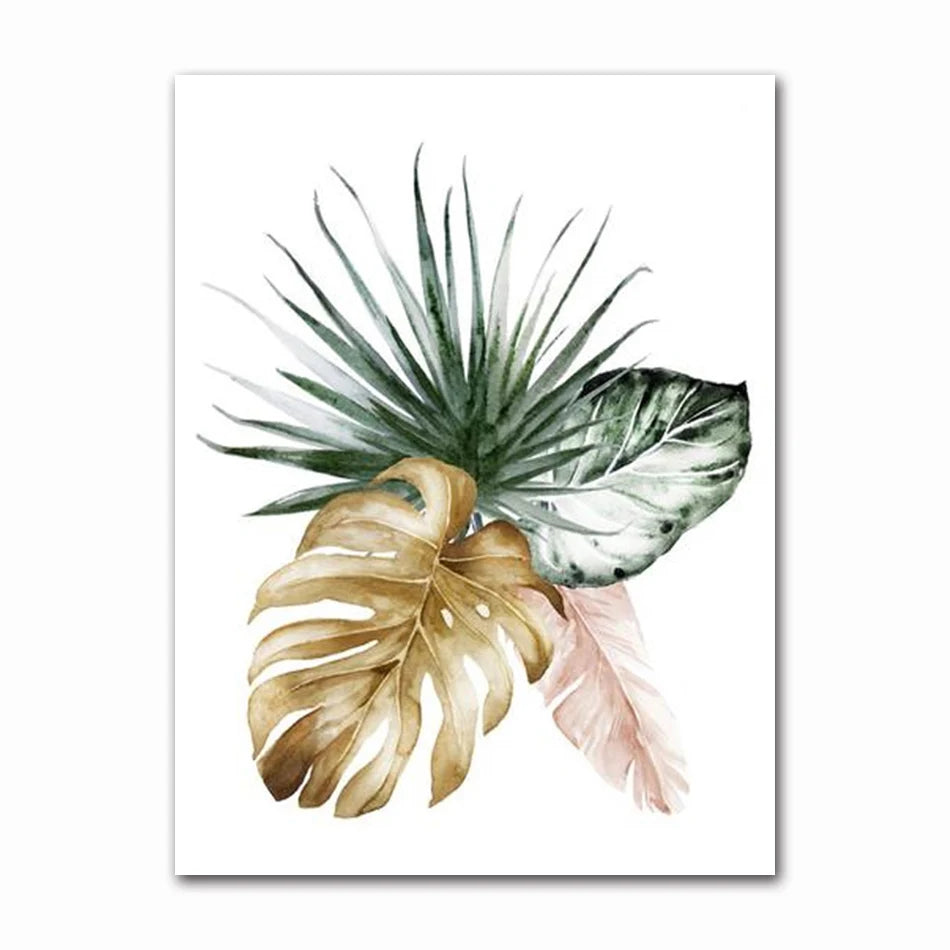 Minimalist Tropical Botanical Wall Art Fine Art Canvas Prints Green Leaves Posters Pictures For Living Room Dining Room Gallery Wall Art Decor 2024 001