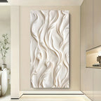 Decorative wall panel with wavy patterns in a modern interior setting