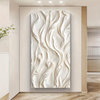 Decorative wall panel with wavy patterns in a modern interior setting