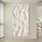 Decorative wall panel with wavy patterns in a modern interior setting