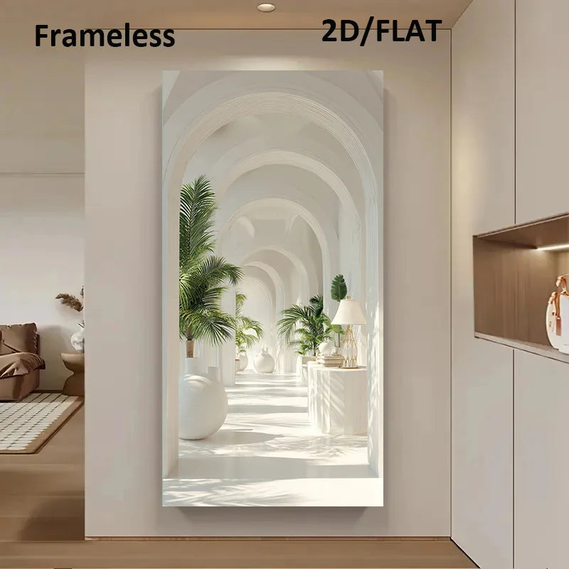 Minimalist White Interior Archways Inspirational Architectural Wall Art Fine Art Canvas Print Picture For Entryway Hallway Foyer Art Decor