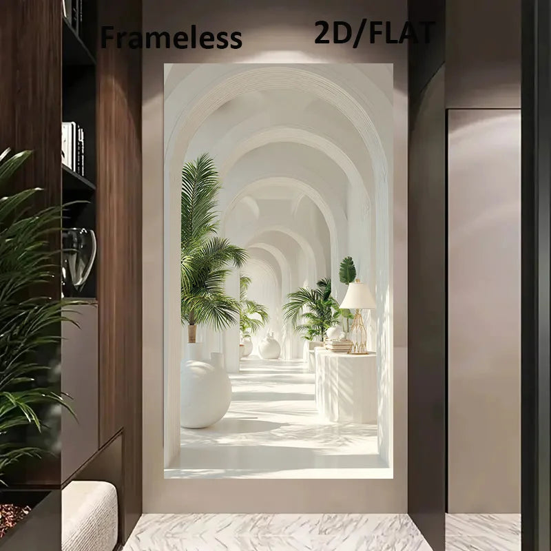 Minimalist White Interior Archways Inspirational Architectural Wall Art Fine Art Canvas Print Picture For Entryway Hallway Foyer Art Decor