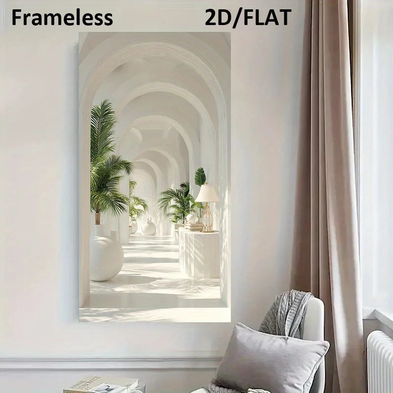 Minimalist White Interior Archways Inspirational Architectural Wall Art Fine Art Canvas Print Picture For Entryway Hallway Foyer Art Decor