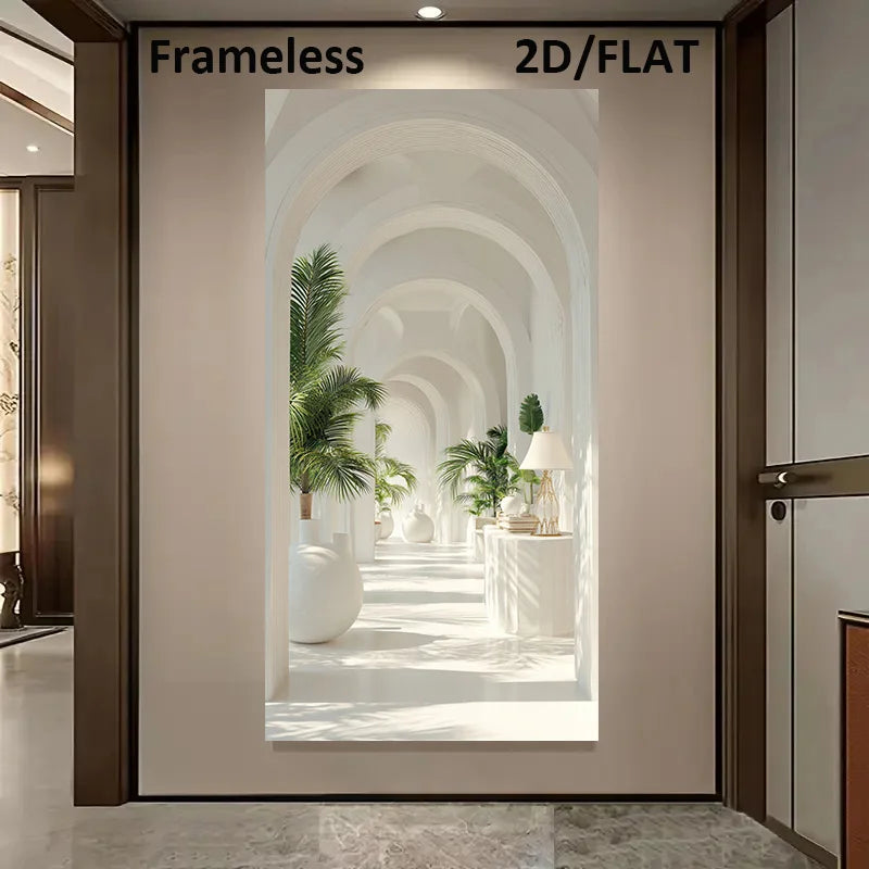 Minimalist White Interior Archways Inspirational Architectural Wall Art Fine Art Canvas Print Picture For Entryway Hallway Foyer Art Decor