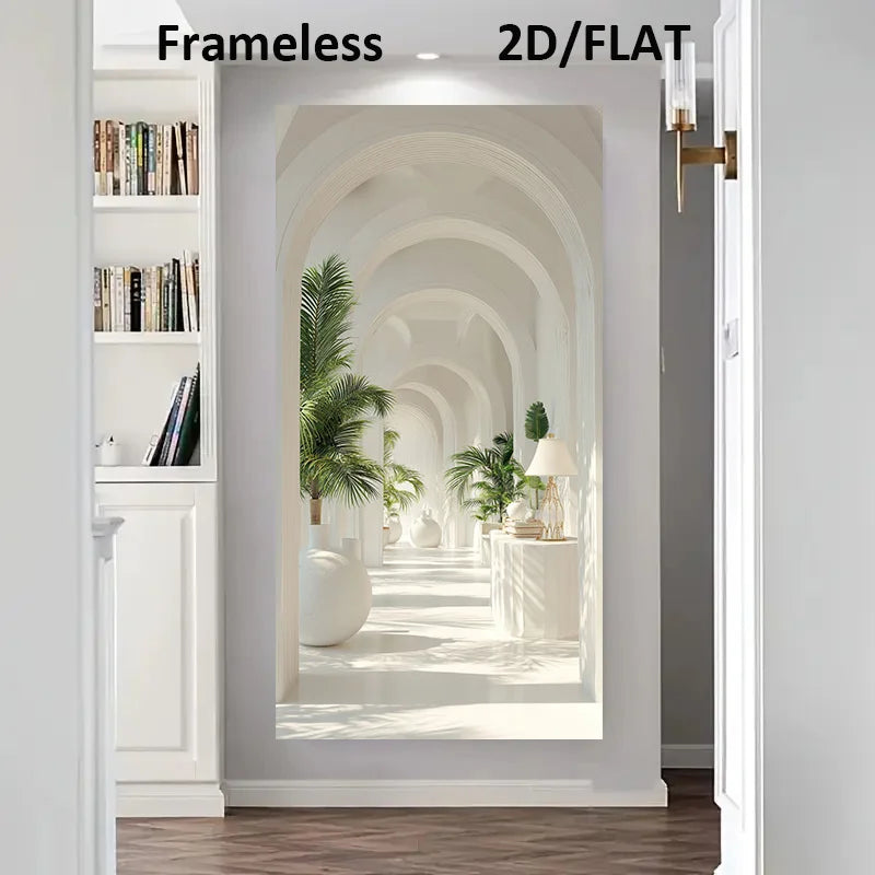 Minimalist White Interior Archways Inspirational Architectural Wall Art Fine Art Canvas Print Picture For Entryway Hallway Foyer Art Decor