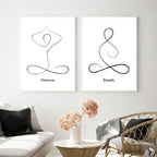 Minimalist Yoga Posters Wall Art Line Art Fine Art Canvas Prints Pictures For Meditation Studio Living Room Bedroom Art For Simple Living