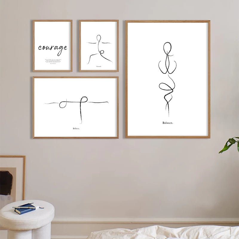 Minimalist Yoga Posters Wall Art Line Art Fine Art Canvas Prints Pictures For Meditation Studio Living Room Bedroom Art For Simple Living 2025