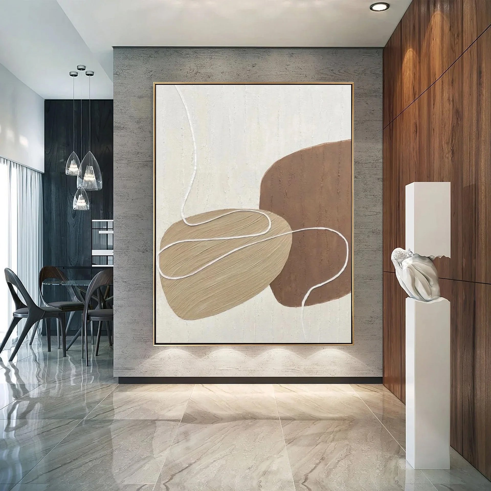 Minimalist Zen Pebbles Abstract Wall Art Fine Art Canvas Prints Pictures For Modern Apartment Foyer Living Room Entryway Home Decor