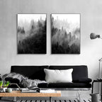 Misty Forest Poster Wall Art Fine Art Canvas Prints Black White Landscape Pictures For Living Room Dining Room Inspirational Home Decor 2025
