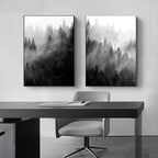 Misty Forest Poster Wall Art Fine Art Canvas Prints Black White Landscape Pictures For Living Room Dining Room Inspirational Home Decor 2025